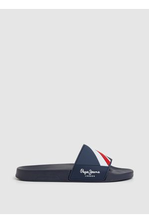 Sandalias Pepe Jeans Hombre Slider Texture Azul - Blanco